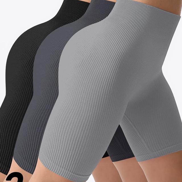 TEMU 3pcs Women' High-waisted Sports Cycling Fashion Leisure Solid Rib Thick Warm Sports Sweatpants, Capri Pants & Padded Yoga Leggings, & Knee-length Shorts, Women's Activewear & Underwear