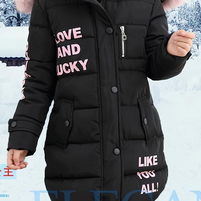 TEMU Cappotto imbottito con cappuccio e lettere