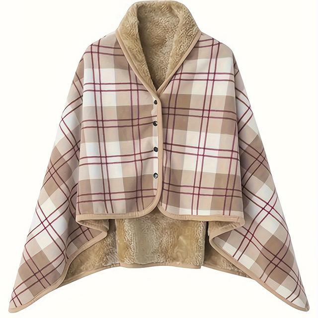 TEMU tipo capa para otoño e invierno, gruesa y calefactora para oficina, de franela para , con para cinturón