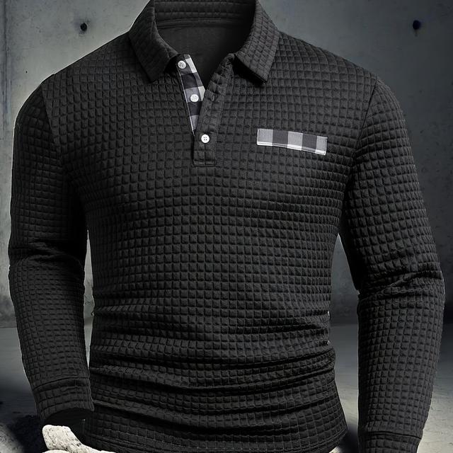 TEMU Men's Plus Size Long Sleeve Shirt - Casual Textured Fabric With Chest Pocket, Button-, Maroon, Work Or Leisure, | Classic Style | Textured Fabric, Plus Size