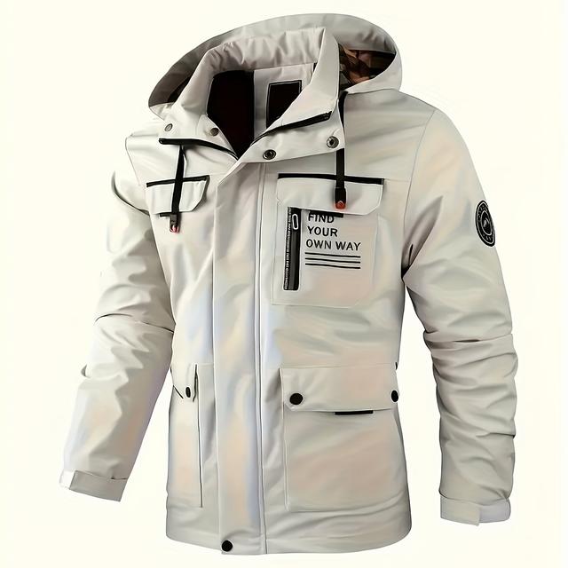 TEMU Men's Membrane Multi-pocket Outdoor Casual Hiking Windproof Hat Detachable Casual Jacket