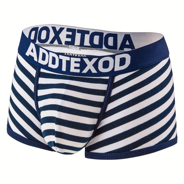 TEMU ADDTEXOD Heren Boxershorts met Strepen - Ademend Katoenen Ondergoed, Brede Tailleband in Marineblauw & Geel, Plus Size Zomerse Casual Shorts, Wasmachinebestendig