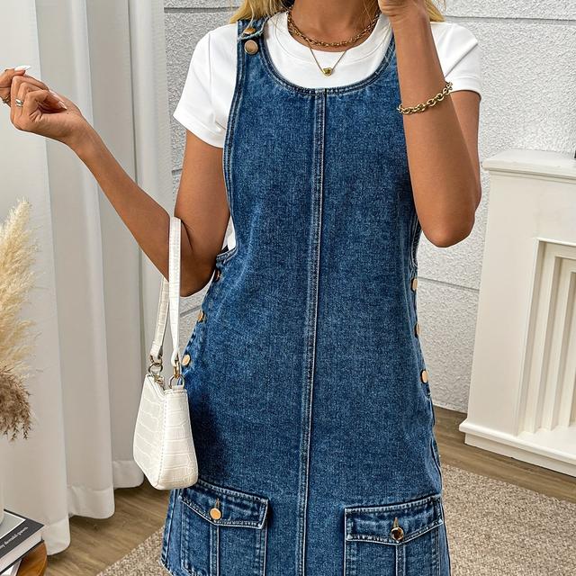 TEMU Robe Sling en Denim pour Femme, Jupe Courte d'Été
