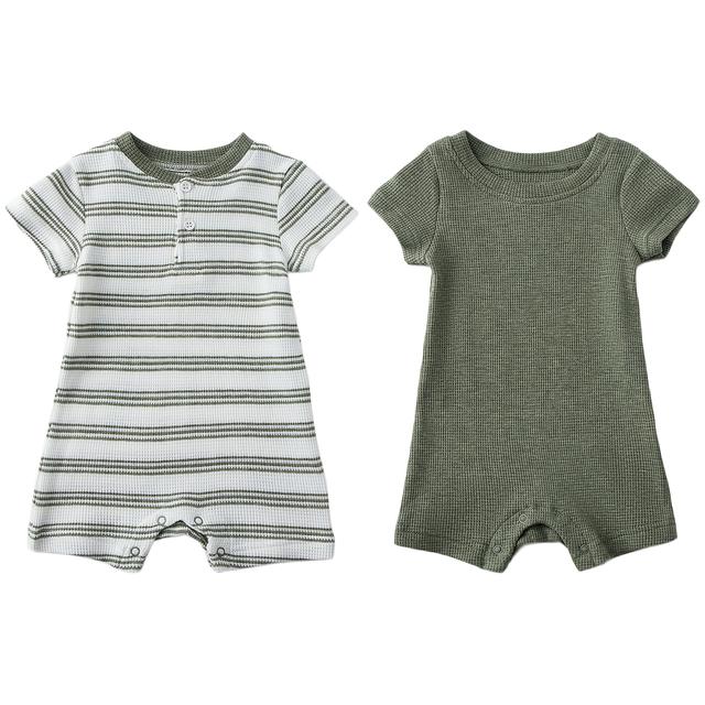 TEMU 2 Bags New Baby Boy Baby Onesie For 3-9 Months Of Newborns With Buttons On Easily , Outdoor