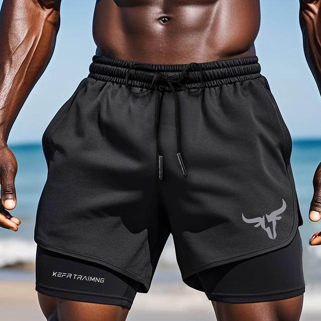 TEMU Men's Beach -one Quick-drying Breathable Training Fashion Pattern Print Fitness Running Sports Shorts