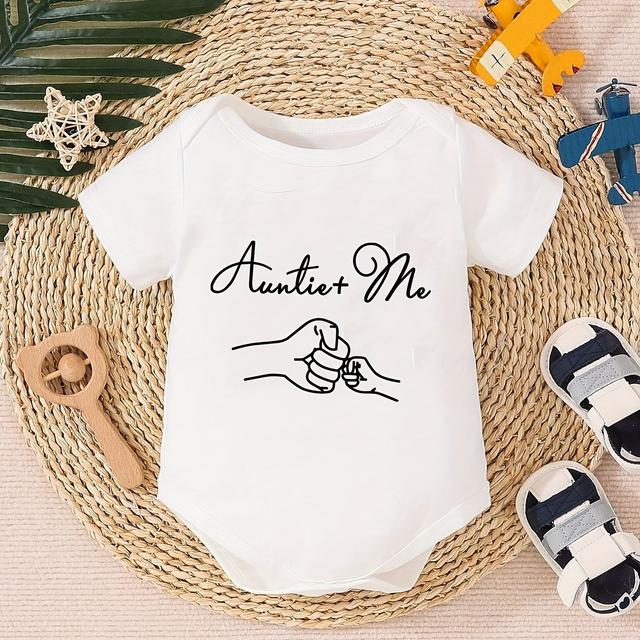 TEMU Spring And Summer New Boys And Girls Casual Cute Clothing Letter Print Round Neck Short Sleeve Jumpsuit, Perfect For Outdoor