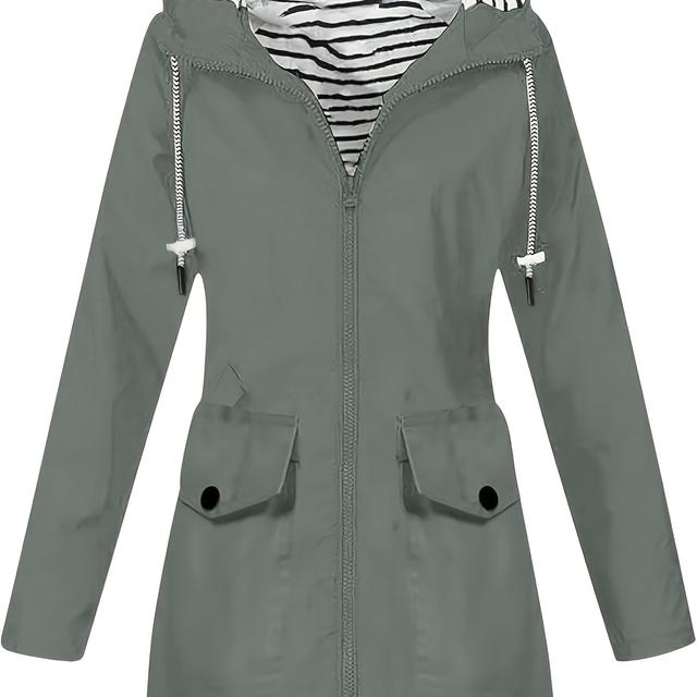 TEMU Women's Jacket Hooded Lightweight Outdoor Long Hooded Windbreaker