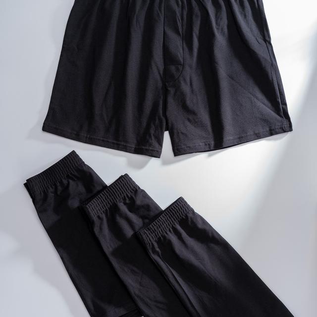 TEMU Set Of 4 Black 's Boxer Shorts, Comfortable And Loose-fitting, Suitable For , With A Fly
