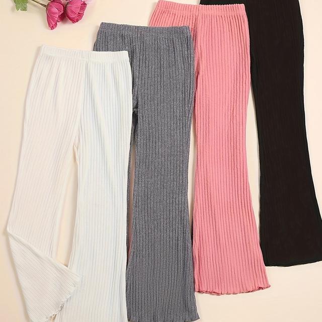 TEMU Modische und vielseitige Rüschen-Hosen mit weiten Beinen in Grau, Weiß, Rosa und Schwarz, als Set mit vier Stück erhältlich, für Outdoor-Aktivitäten