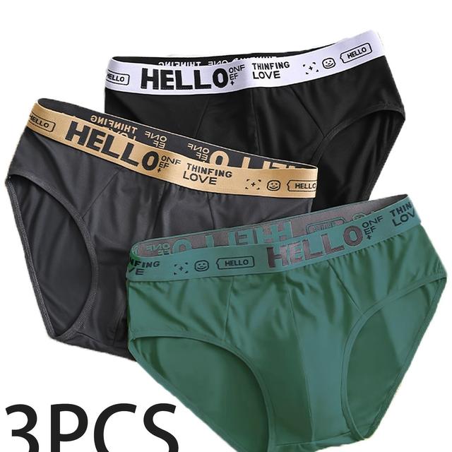 TEMU 3 Men's Briefs, Breathable And Comfortable Medium-stretch Underwear