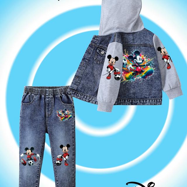 TEMU حصريًا للأولاد! مجموعة جاكيت ديزني الكاجوال للربيع/ بتصميم مرقع مع طباعة " ودونالد داك" للأعمار من 1-8 سنوات، مجموعة رياضية وترفيهية للشباب، مثالية للخارج