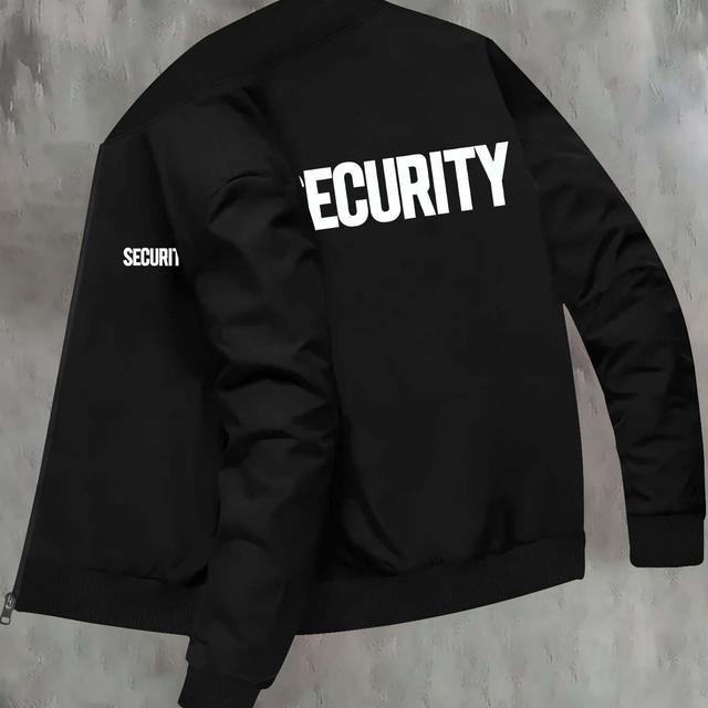 TEMU Men's Casual Stand Collar Zipper Jacket, Polyester Knit Fabric, Skinny Fit, Fall/winter, With Pocket, Random Print Pattern, 250g/㎡ Fabric Weight, No Lining, For Young Men