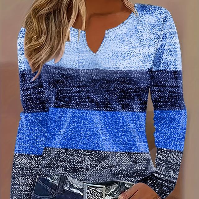 TEMU A Casual Long-sleeve T-shirt For Women, Featuring A Color- With Cutouts At The Neck, Suitable For Spring And Autumn