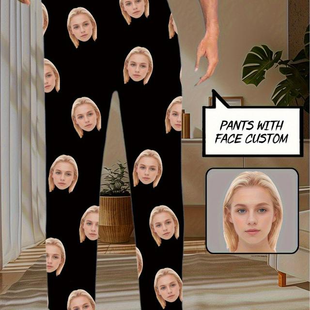 TEMU Personalized Men's Trousers - Black Casual , Loose-fitting, Soft Fabric That Machine Washed, Designed For In All - A Unique Gift Option, Sleepwear, Durable Printed Lounge Pants