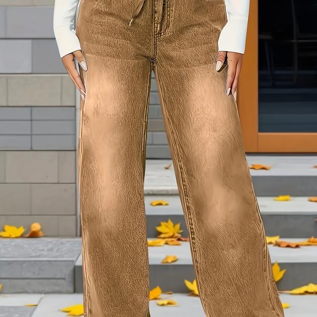 TEMU Jeans évasés larges et extensibles taille haute pour femmes, pantalon long Y2K