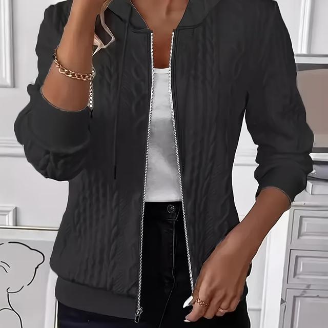 TEMU 5012 Damen Casual Weißer Kapuzenjacke mit Reißverschluss – Fluganzugh-Design, Maschinenwaschbarer Allwetter-Jacken mit Vollreißverschluss & Kapuze, Schlichtes Design