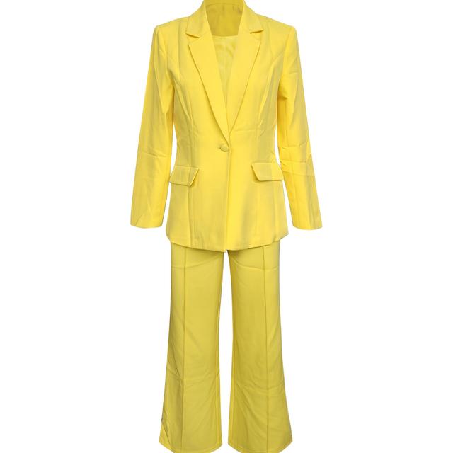 TEMU Tailored Development Of A Stylish, Elegant, And Minimalist Solid Color Long-sleeve Suit Jacket With A Single Button And Straight-leg Trousers, Wear As A Two-piece Set.