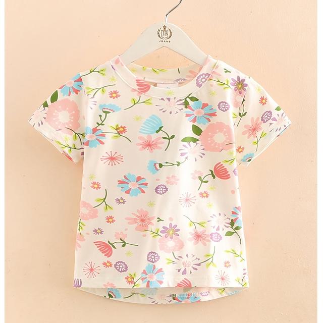 TEMU Mädchen Kurzarm T-Shirt, Neuer Sommerstil, Bedruckter Stoff, Kinder- Kleinkind-Sommeroberteil