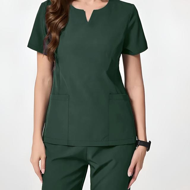 TEMU ชุดยูนิฟอร์มลำลองผู้หญิงทรงเท้าแยกสุดเก๋ สำหรับคลินิกทันตกรรมและโรงพยาบาลสัตว์เลี้ยง พร้อมเสื้อโค้ท