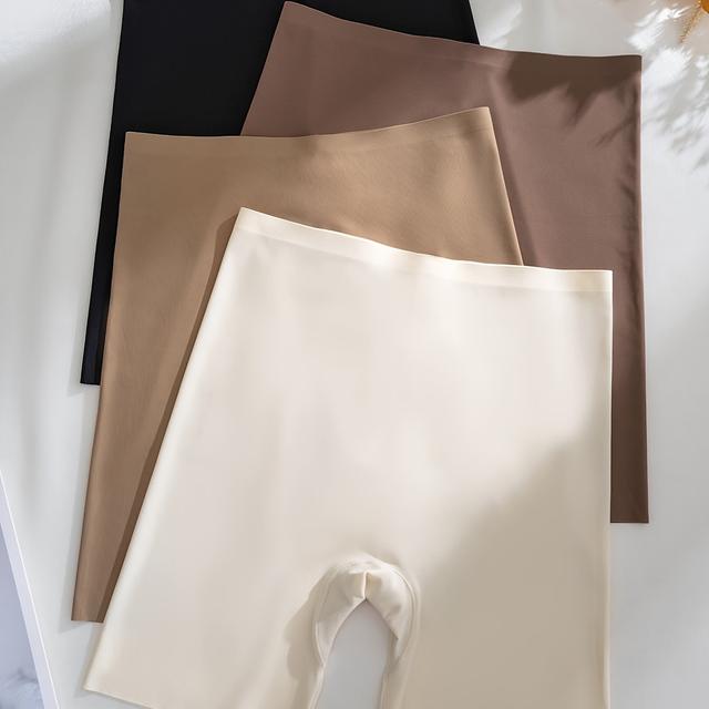TEMU 4-strip Pack Seamless High-waist Briefs Ice Safety Pants Women's Base Layer Anti-wardrobe Lifting Tummy Control
