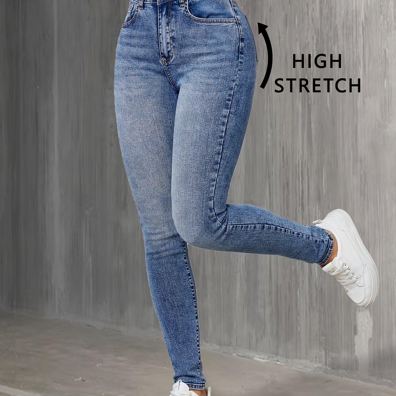 TEMU Blue Snowflake Fashion Stretch Skinny Pants