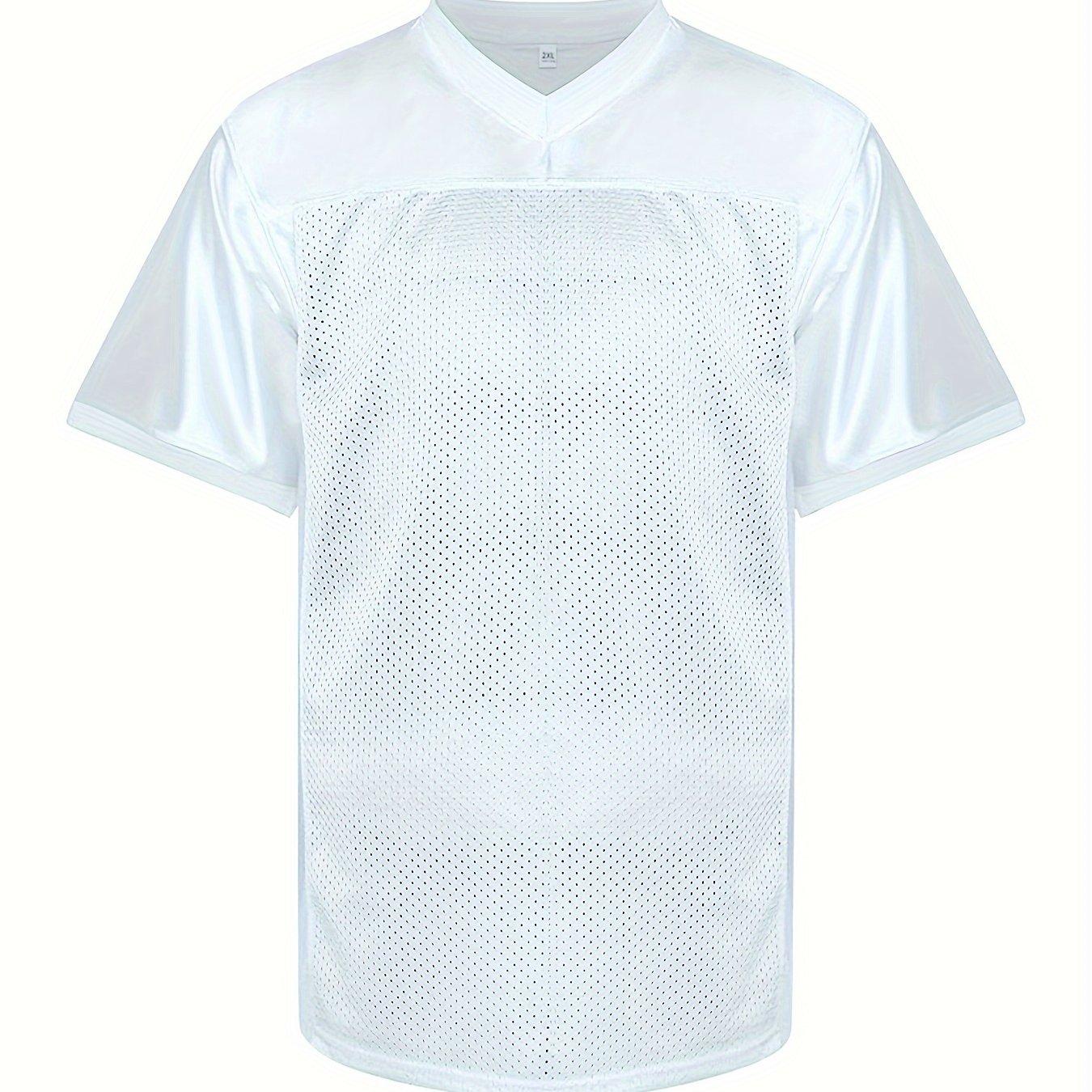 TEMU Men' Breathable Jersey, Active Slightly Stretch V Neck Short Sleeve Uniform American Football Shirt For Training Competition