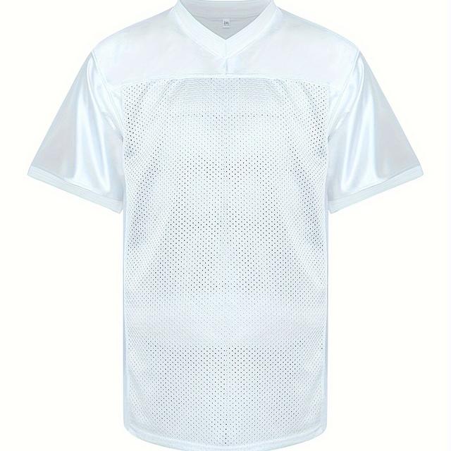 TEMU Men' Breathable Jersey, Active Slightly Stretch V Neck Short Sleeve Uniform American Football Shirt For Training Competition