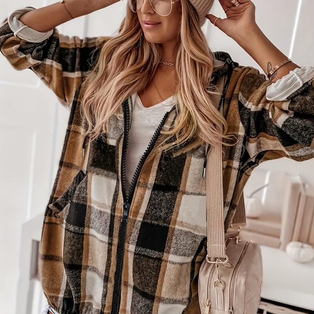 TEMU Plus Size - Plus-size Women's Hooded Jacket For Casual Wear