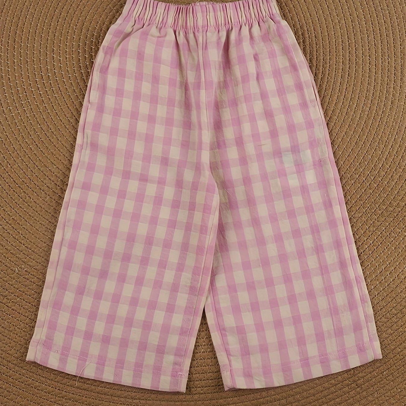 TEMU Girls Pants High Waist Wide Leg Pants Straight Leg Pants Children Christmas Trousers, For Outdoor