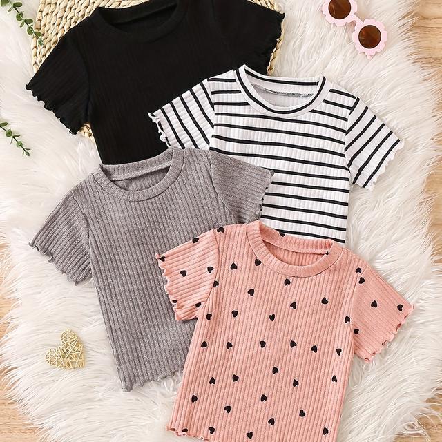 TEMU Літній набір з 4 базових футболок для дівчаток
