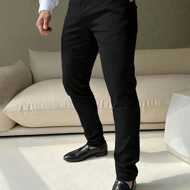 TEMU Pantalones de traje casuales de color sólido para hombre de talla grande