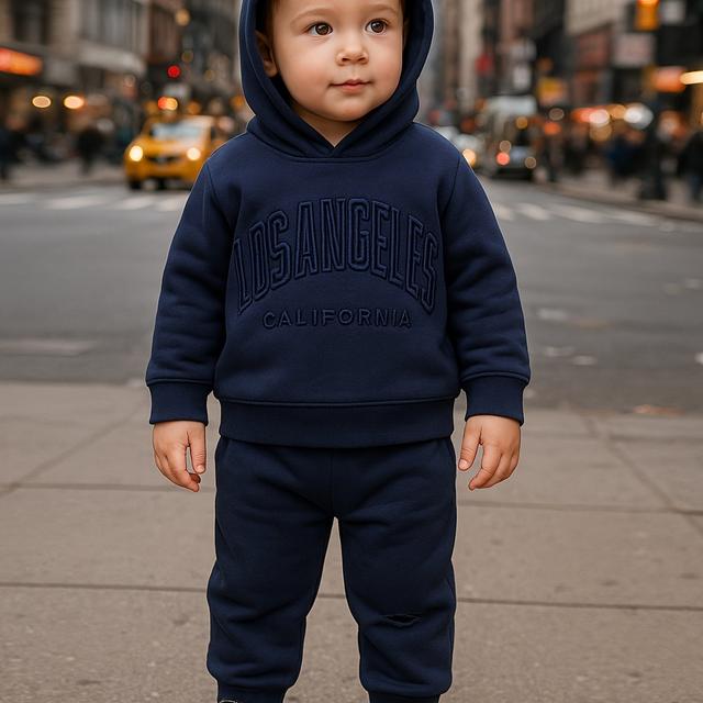 TEMU Conjunto de Moletom com Capuz e Calça para Meninos, , Ideal para Passeios no Outono/Inverno ao Ar Livre