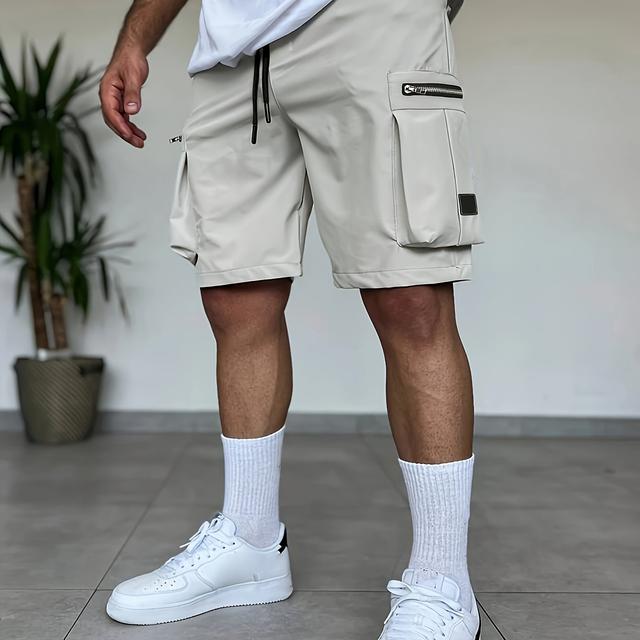 TEMU Shorts Cargo Légers et Respirants pour Hommes - Coupe Décontractée avec Plusieurs Poches, Tissu en Polyester, , Parfaits pour les Estivales