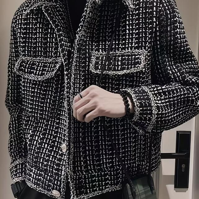 TEMU メンズ秋冬用ジャケット、ショルダージャケット、ショートジャケット、多機能ラペルジャケット