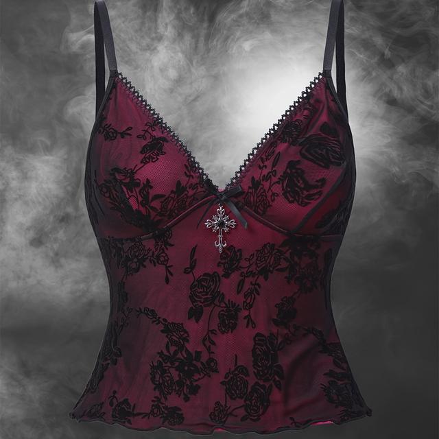 TEMU Top Cami com Estampa Floral e Contrastante, Top Sem Mangas Y2K para & Verão, Roupas Femininas