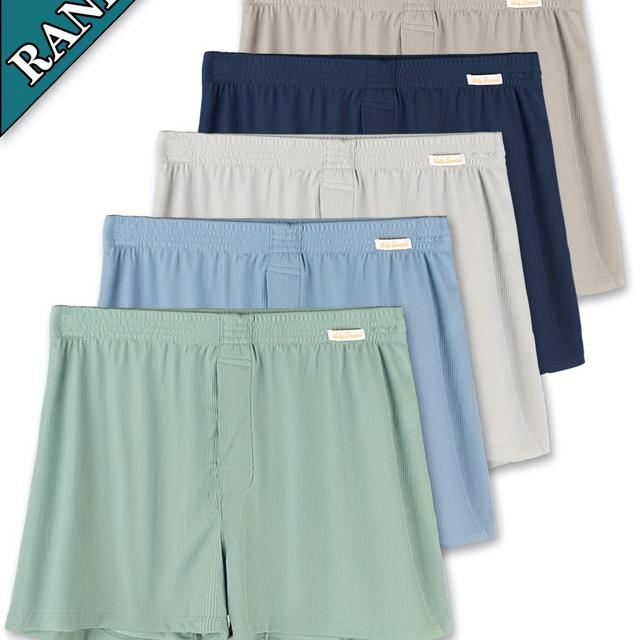 TEMU Conjunto de 5 bóxers para hombre de color aleatorio, de secado rápido, cómodos y transpirables, ideales para todas , bóxers de cintura elástica para hombre de