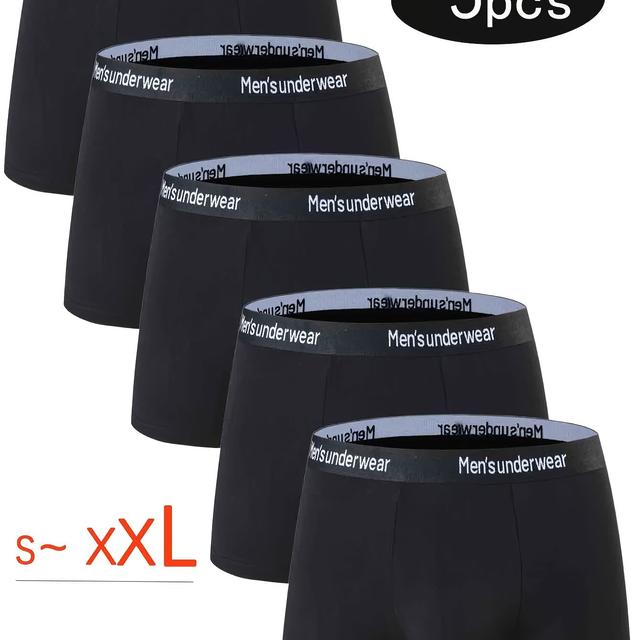 TEMU "5-delars" Herrkalsonger 95% Casual Boxer Briefs Andningsbara Bekväma Elastiska Boxer Briefs Sportshorts