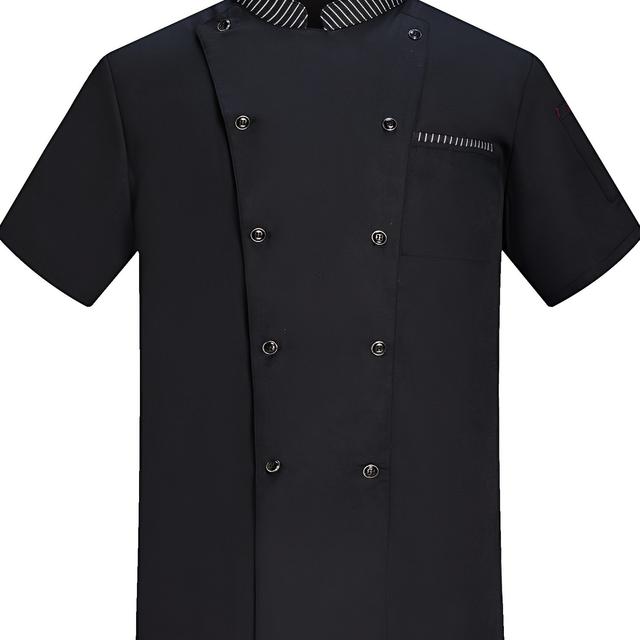 TEMU Sommer--Arbeitsuniform für Herren, Schwarz Weiß, Hochwertige Catering-Restaurant--Uniform, Hotel-Westrestaurant-Küche, Kurzarm