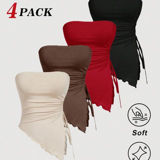 TEMU Conjunto de piezas de tops de corsé para mujer con detalles de lateral y pliegues en la cintura, para salidas de otoño
