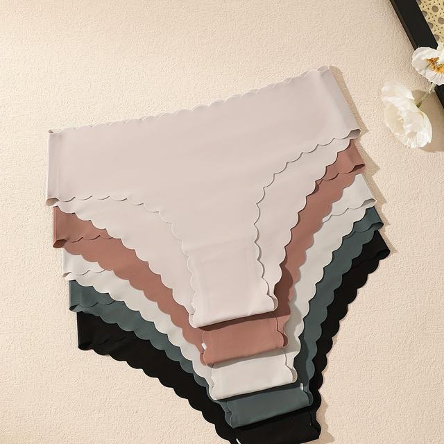 TEMU 5-balení Bezšvové Dámské Spodní Prádlo, Jednobarevné Jednodílné Rychleschnoucí Kalhotky