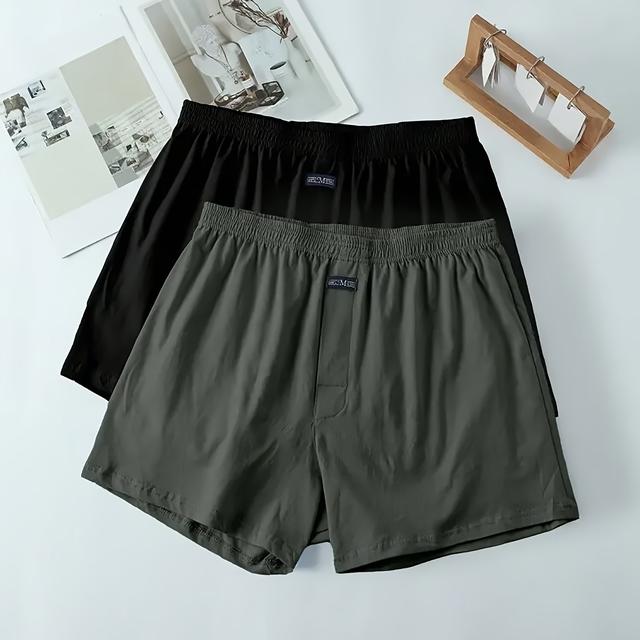 TEMU 2pcs Men's Cotton Underwear, Fashion Shorts, Men's Boxer Briefs, Sleep Pants, Open Front Button Shorts