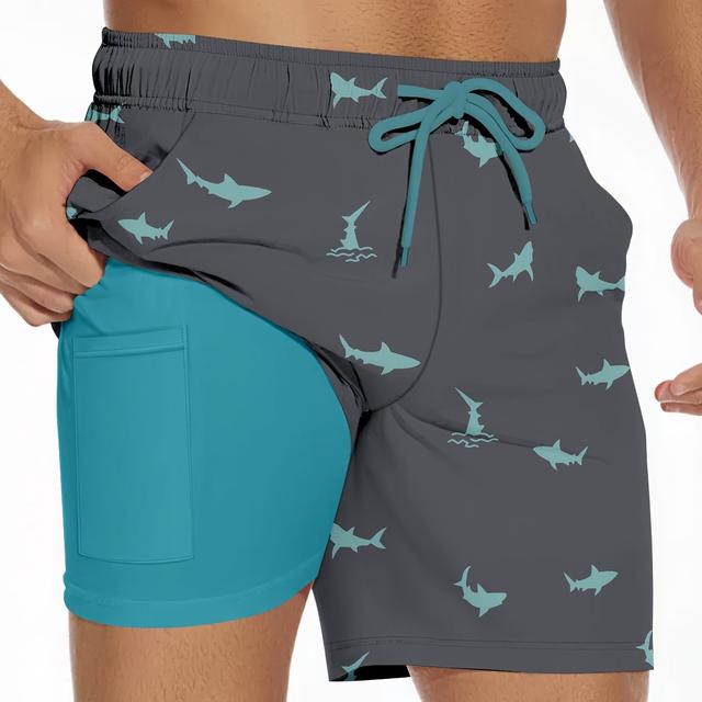 TEMU 55-146# 2-in-1 Casual Double-layer Beach Shorts