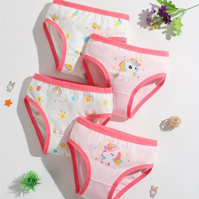 TEMU 4pcs Girls' Cartoon Animal Print Triangle Panties, Soft And Comfortable Children Underwear