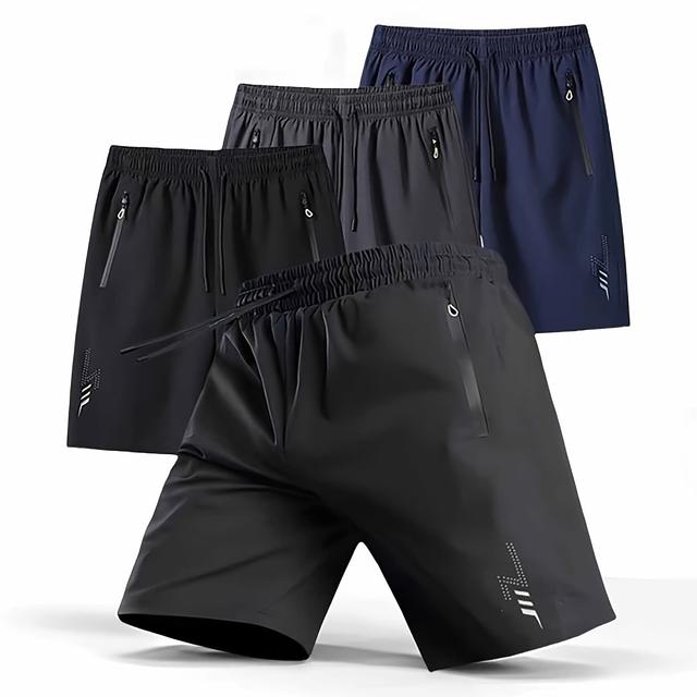 TEMU Quick Drying Solid Shorts - Men's Casual Elastic Waist Drawstring Shorts For Summer Gym Workout Training