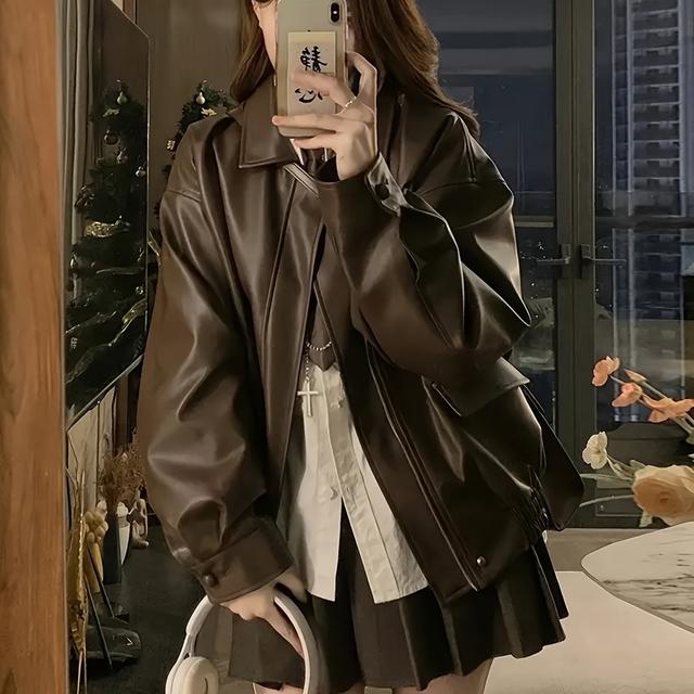 TEMU レディースジャケット、コート、かわいい、カジュアル、シンプル、秋と冬