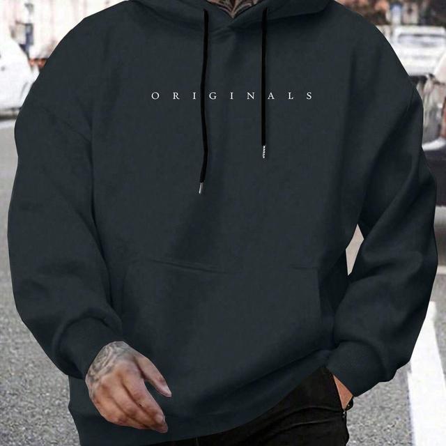 TEMU Men's Hooded Sweatshirt With Letter Print And Drawstring