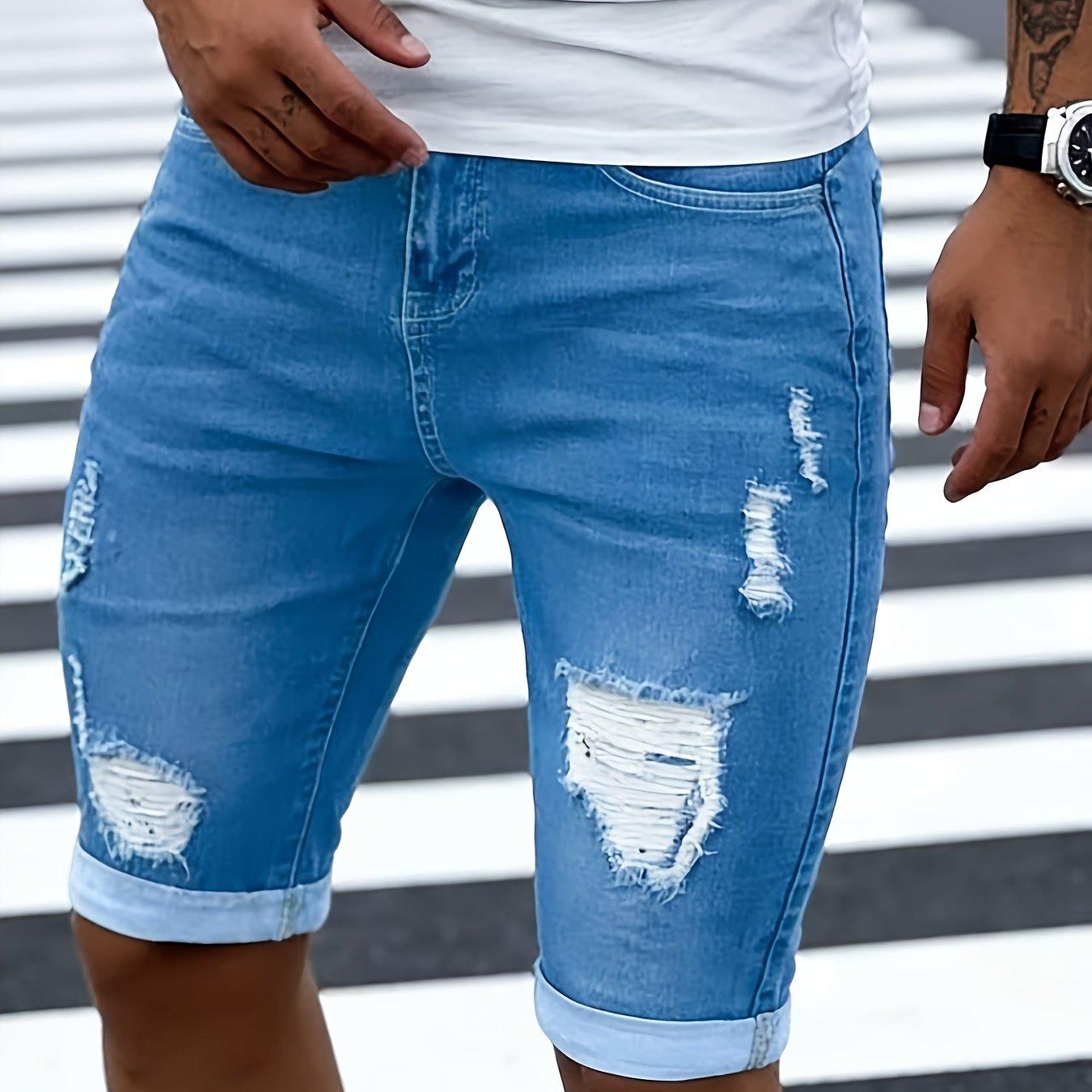 TEMU Shorts en Denim Déchirés Quotidienne pour Homme