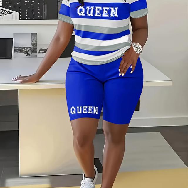 TEMU Garnitur Casual w Paski z Nadrukiem SMT001