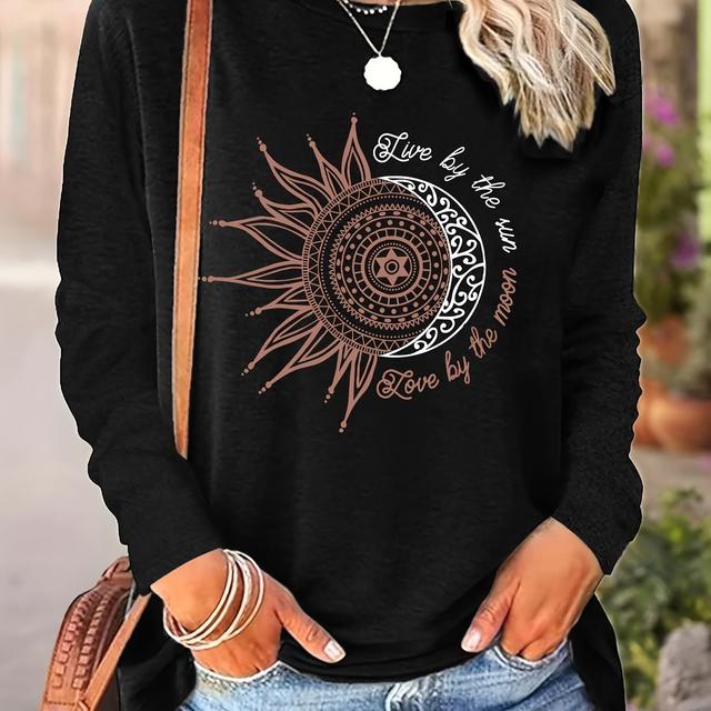 TEMU Plus Size - Plus Size - 2024 Cross-Border Europese en Amerikaanse dameskleding, ronde hals lange mouw casual losse top -shirt