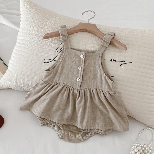 TEMU Summer Baby Girl's Bowknot Skirt Solid Color Triangle Bodysuit, Perfect For Outdoor